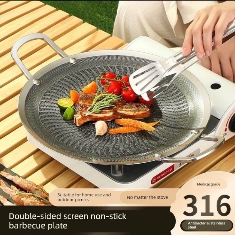 Camping Cooking Pan - Wielofunkcyjna patelnia grillowa ze stali nierdzewnej