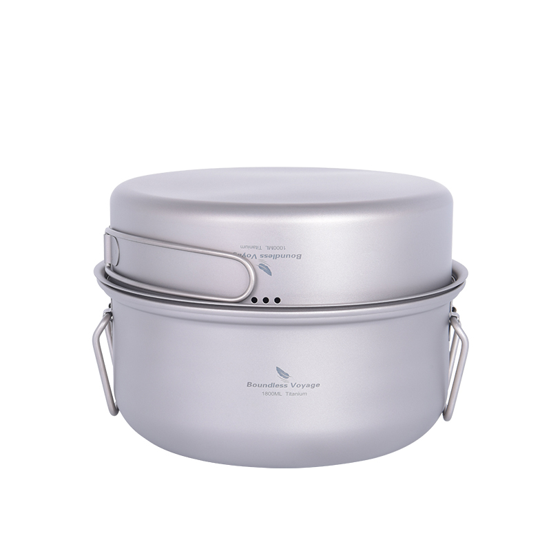 Camping Cooking Pan - Boundless Voyage Tytanowy Zestaw Naczyń Kempingowych