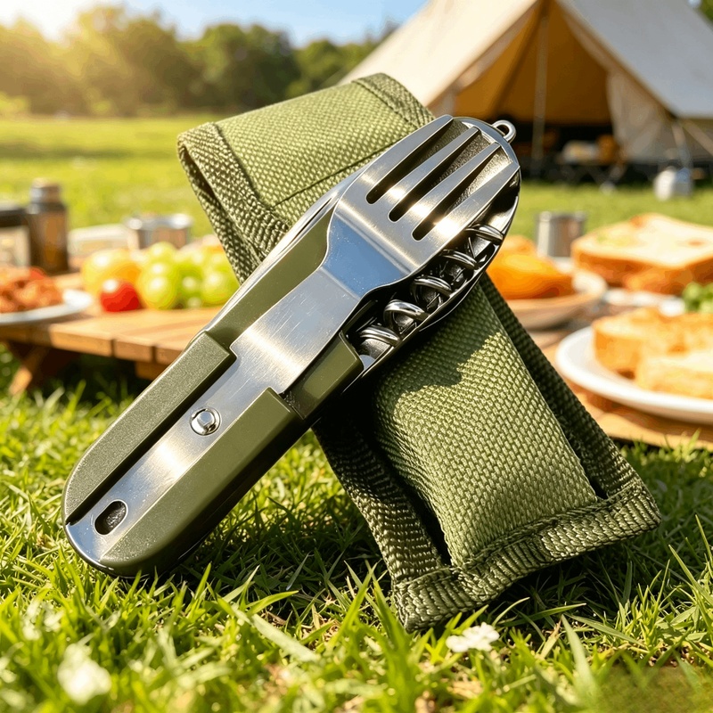Camping Cooking Set Stainless Steel - Zestaw sztućców kempingowych 7 w 1