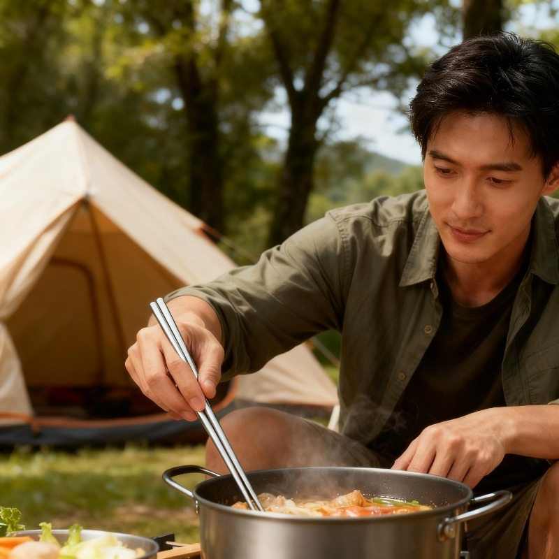 Camping No Cooking Meals - Wytrzymałe, przenośne pałeczki tytanowe 23,5 cm