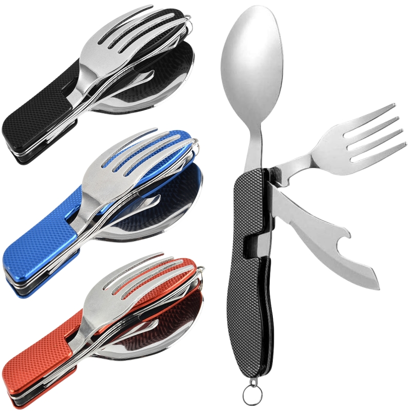 Camping Cooking Set Stainless Steel - Zestaw składanych przyborów kempingowych 4 w