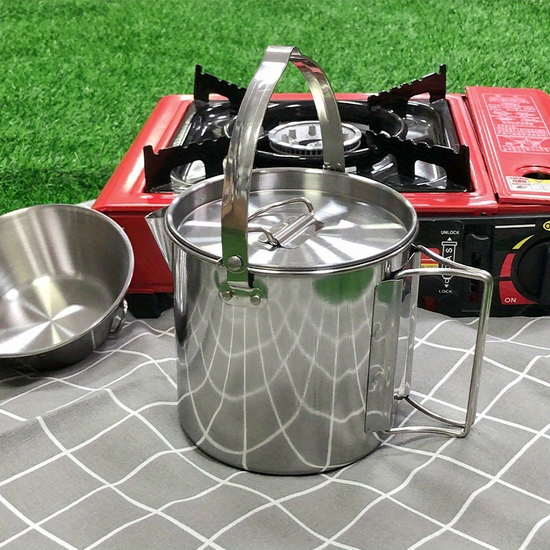 Camping Cooking Set Stainless Steel - 1PC Kompaktowy i przenośny stalowy czajnik