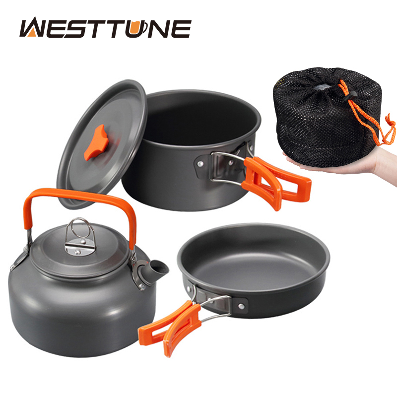 Camping Cooking Pan - WESTTUNE Zestaw naczyń kempingowych Aluminiowy przenośny