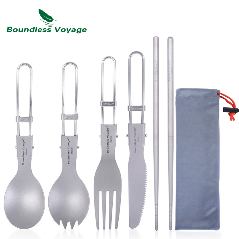 Camping Cooking Set Stainless Steel - Bezgraniczna Podróż Tytanowe Sztućce Kempingowe Składana