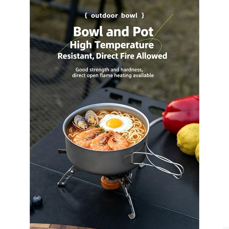 Camping No Cooking Meals - Metalowa miska kempingowa z drucianą rączką,