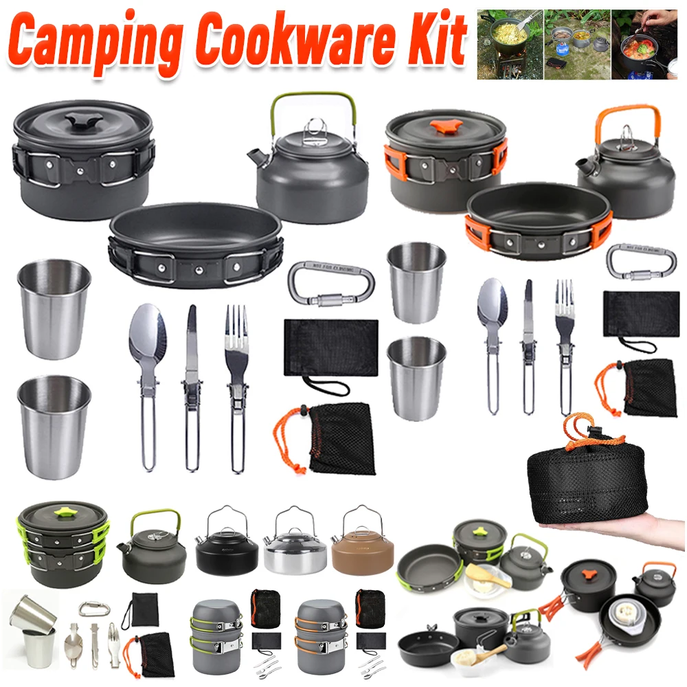 Camping Cooking Pan - Zestaw naczyń kempingowych Czajnik Garnek Patelnia