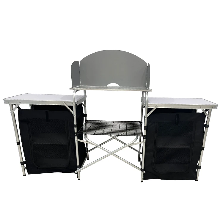 Camping Cooking Kitchen - Przenośny aluminiowy składany stół kuchenny do