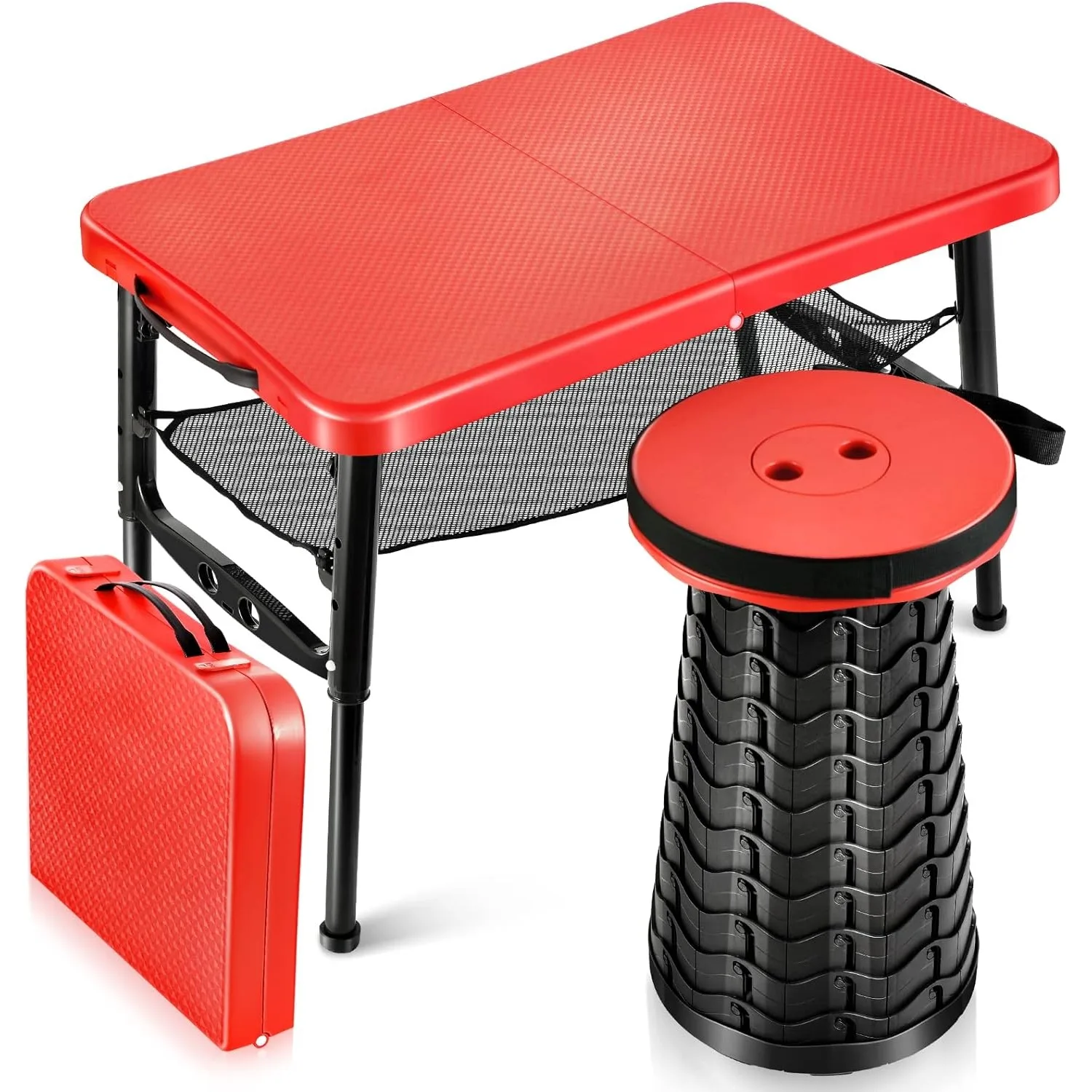 Camping Cooking Table Foldable - Zestaw składanych stołów i stołków Przenośny
