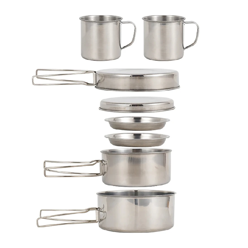 8-częściowy zestaw naczyń kemp – Camping Cooking Set Stainless Steel recenzja i cena