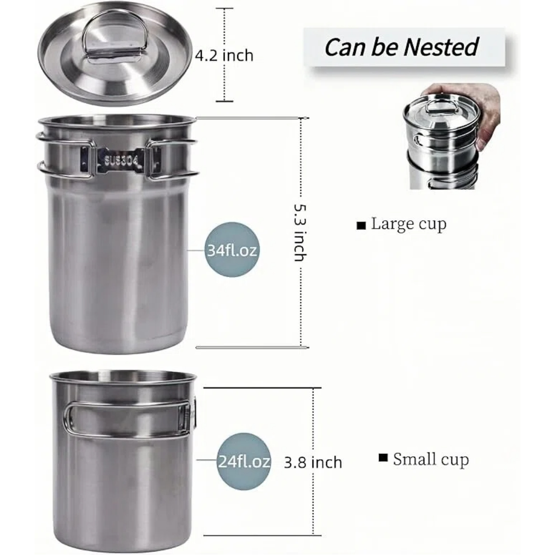 Składane kubki kempingowe, nac – Camping Cooking Set Stainless Steel recenzja i cena