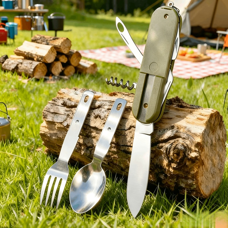 Zestaw sztućców kempingowych 7 – Camping Cooking Set Stainless Steel recenzja i cena