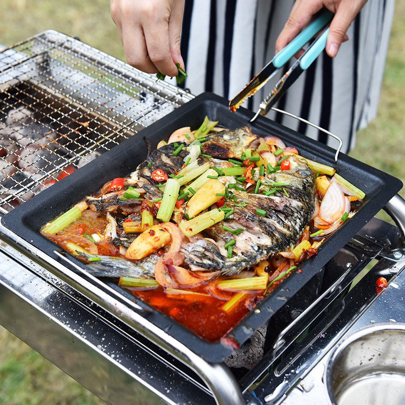 Gruba kwadratowa patelnia gril – Camping Cooking Pan recenzja i cena